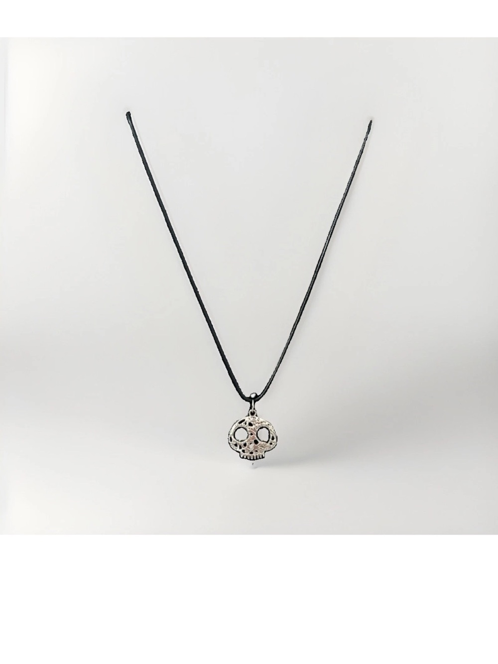 Silver Sugar Skull Pendant Necklace Filigree Halloween Goth Day of the Dead